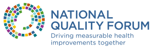 National Quality Forum logo with tagline: Driving measurable health improvements together